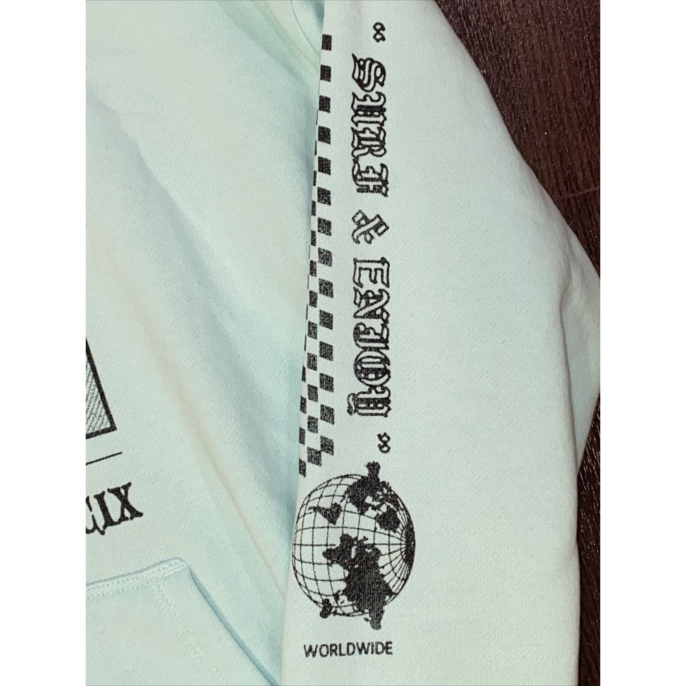 RARE Hurley Worldwide Hoodie Surf & Enjoy‎ Est. 999 Sweatshirt Sea Green Palm - Picture 4 of 8